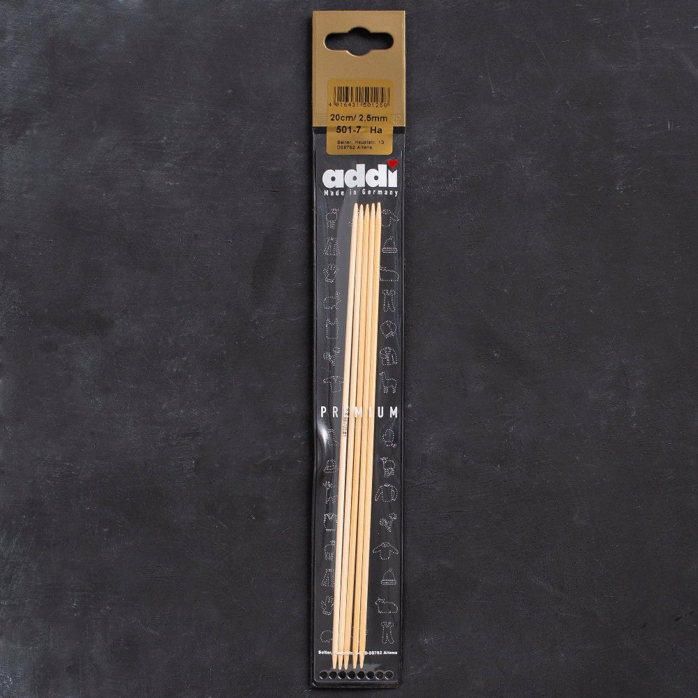 Addi Bambus 2,5mm 20cm Bambu Çorap Şişi - 501-7 - Hobium